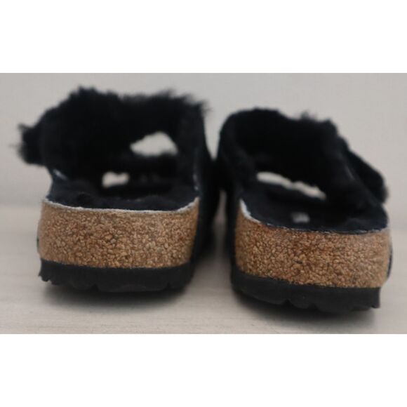 Birkenstock EUR 41 Women's 10 Men's 8 Black Suede Arizona Shearling Sandals - Picture 2 of 12